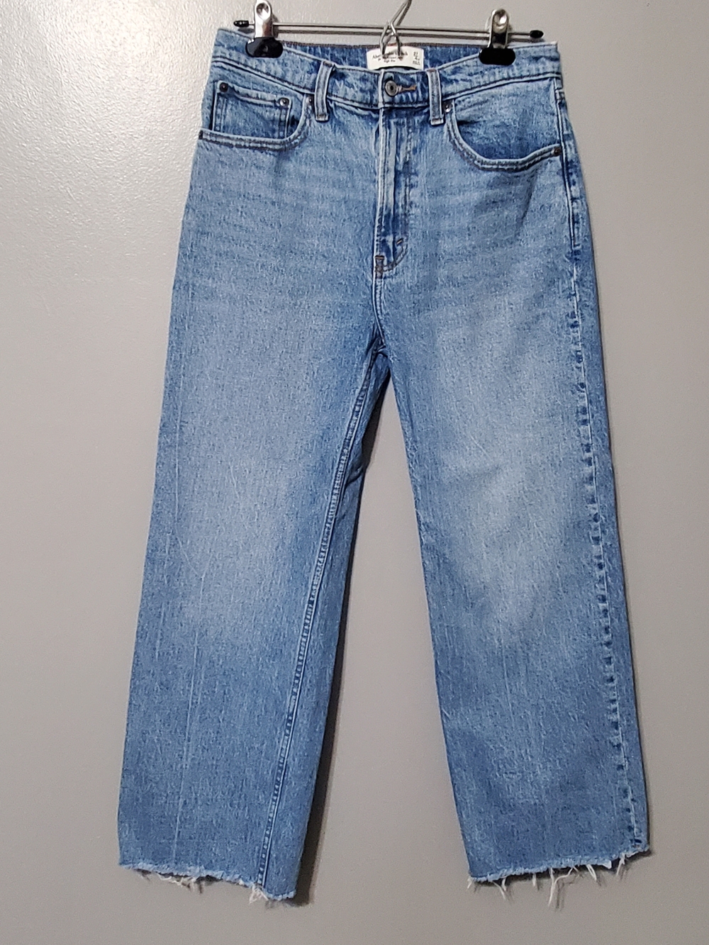 Abercrombie 90s Relaxed High Rise Stone Wash Denim Jeans Raw Hem Women's Sz 27 - Picture 1 of 8